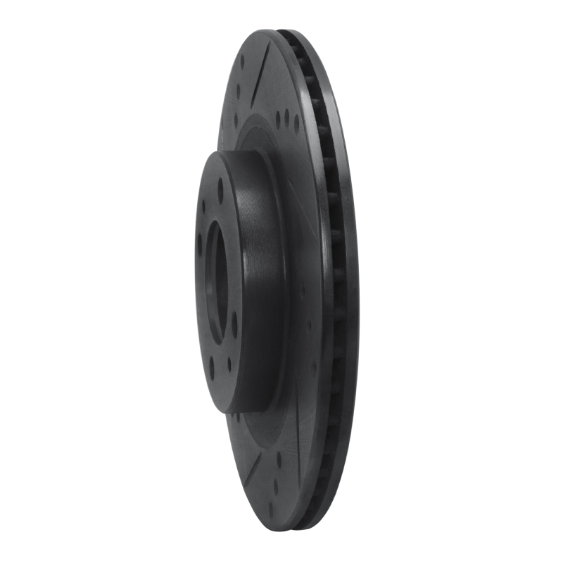 Mitsubishi I-MIEV Brake Rotor (1) - Front Left - R1 Concepts - Drilled & Slotted - Black - `12-`17